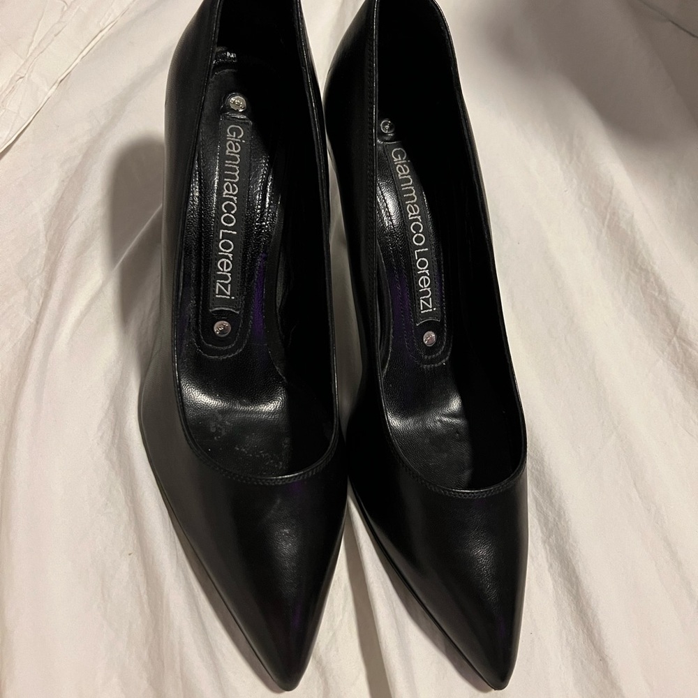 Gianmarco Lorenzi CLASSIC BLACK  Leather Pumps 6.5 37 - Picture 2 of 9